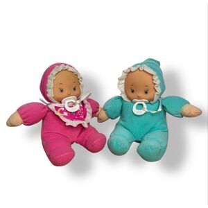 My Sweet Love Set of 2 Soft Baby Dolls with Pacifiers Pink & Teal 10”